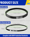 Ezgo Txt Gas Golf Cart Drive Belt and Starter Belts Kit showing product size and OEM standards
