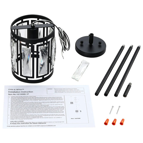 Installation kit for Crystal Mini Semi Flush Mount Ceiling Light With Convertible Pendant Chrome Drum Shade Adjustable Fixture