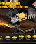 Cordless Angle Grinder 4-1/2 Inch 11000 RPM Brushless Motor Fits 20V Max Batteries cutting metal with sparks flying
