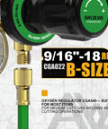 Close-up of Oxygen and Acetylene Regulators for Medium Duty Welding Torch, CGA540 CGA510, 9/16-18 Outlet, twin 1/4 Inch B fittings