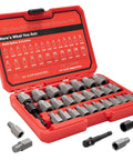 27 Piece Screw Extractor Set With Hex Head And Multi Spline Easy Out Kit for Three Eighths Inch Drive in red case