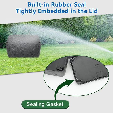 Outdoor IP66 Weatherproof Junction Box Enclosure For Electronics In Black Tough As Nails Rugged PVC And ABS Plastic Dustproof And Water Resistant Project Box Impact Resistant 7.1 By 4.5 By 4 Inches 50 Pieces with sealing gasket