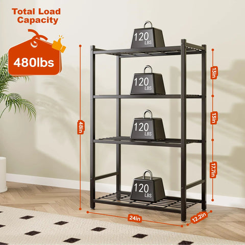 Multi Tier Metal Storage Shelves With Heavy Duty 120 Lbs Per Shelf Leveling Feet Tough As Nails Garage Kitchen Pantry Closet