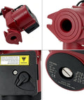 Reliable Replacement Water Circulator Pump For Baseboard Heat 115V with cast iron construction and electric connections, showing different angles.