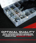 Oil Drain Plug Kit 76 Piece Assortment With SAE And Metric Plugs And Washer Gasket Set in clear case with hand accessing plugs