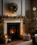 Warm White Incandescent Christmas Lights Outdoor 20ft String With 100 Bulbs Waterproof For Xmas Decor glowing around a fireplace