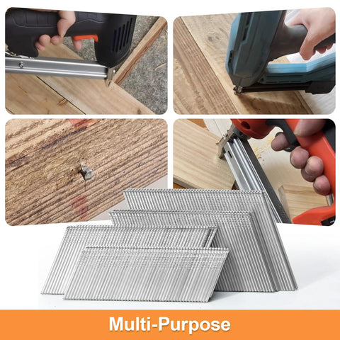 Heavy Hitter Galvanized Finish Nails 16 Gauge 20 Degree Angled 2000 Piece Set for carpentry and fastening in wood.