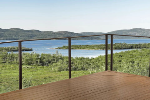 Built Tight 38 Ft Deck Cable Railing Kit With Marine Grade Stainless Steel Wire Face Mount Posts and Full Hardware Pack, beautiful outdoor view.
