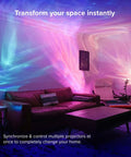 LED Aurora Projector With Northern Lights Vibe WiFi App Control illuminating living room with colorful aurora effects.