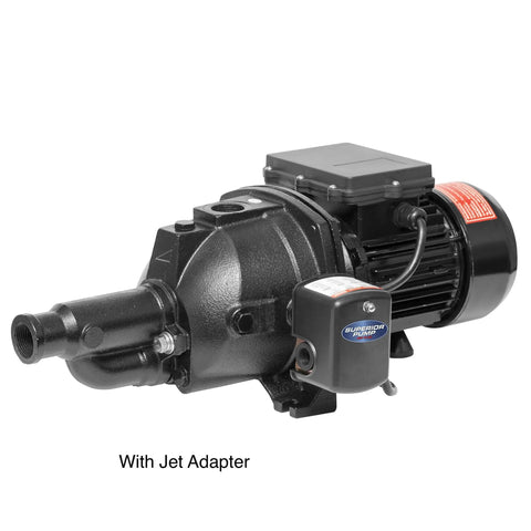 Half Horsepower Cast Iron Convertible Jet Pump With 7 GPM At 40 PSI Dual Voltage 115 230 Volts Durable Pump Body