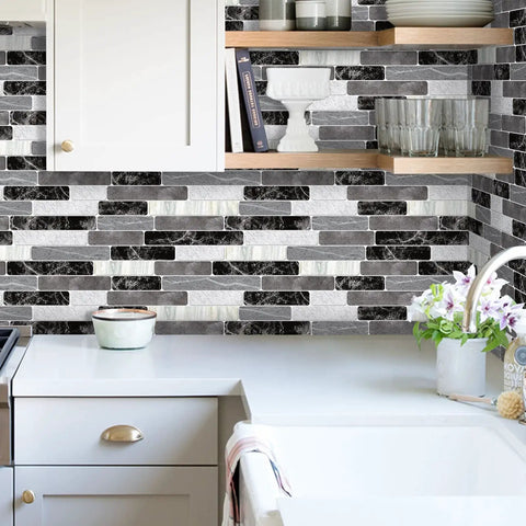Kitchen backsplash with Peel And Stick Backsplash Wallpaper For Kitchen And Bathroom, Waterproof Self Adhesive Removable Tile Contact Paper.