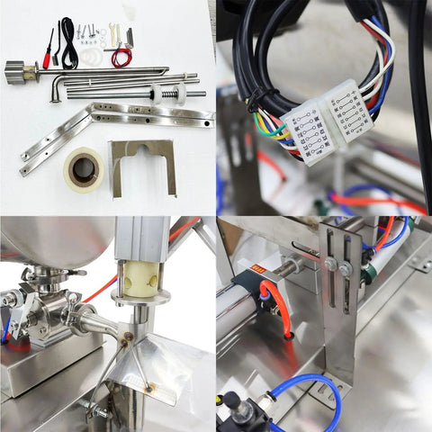 Straight Up Automatic Paste And Liquid Filling Sealer With Horizontal Mixing Hopper components and parts, stainless steel and accessories.