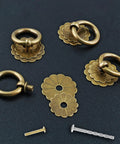 Four Pack Bronze Metal Ring Pull Handles for Cabinets and Drawers 1.2 Inch Diameter Circle Cabinet Knobs with Dual Mounting Screws
