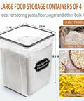 Large Airtight Food Storage Canisters Set 4 Pack 5.2L BPA Free Pantry Containers With 20 Labels And Marker For Flour Sugar Baking Supplies Organize Like A Pro In Your Kitchen showing sesame powder storage