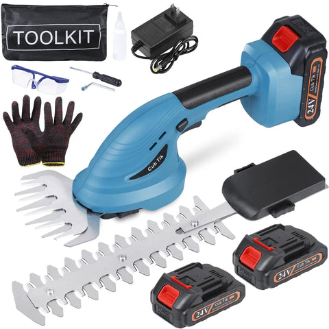 Cordless Hedge Trimmer With Battery And Charger 21V Two In One Grass Cutter And Shrub Trimmer Lightweight Handheld Grass Shears