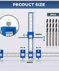 Cabinet Hardware Jig For Handles, Knobs, And Pulls, Pro Grade Punch Locator Drill Guide Template with 5 drill bits shown