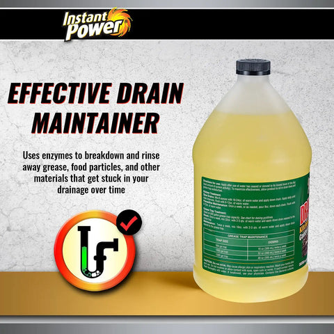 Commercial Drain Maintainer With Liquid Enzyme Clog Remover, Clears Grease Buildup, Deodorizes Drains, Keeps Pipes Flowing, 1 Gallon bottle