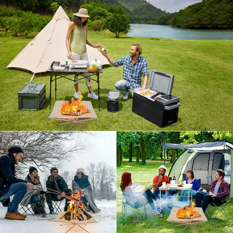 Portable Camping Fire Pit With Collapsible Stainless Steel Mesh Ideal For Bonfire BBQ Patio Backyard Or Garden Easy Carry Bag Included For Travel And Outdoor Heating On The Go