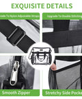 Go To Clear Stadium Bag For Work And Gym With Non Detachable Reinforced Straps 12 By 5.5 By 12 Inches Transparent Tote Lunch Bag For Sporting Events And Travel Black with double stitching, adjustable straps, smooth zipper, and side pocket details.