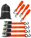 4 Pack Ratchet Straps For Trailers Boats And More, 1 Inch By 10 Foot Heavy Duty Tie Downs With 900 Lb Break Strength, Orange