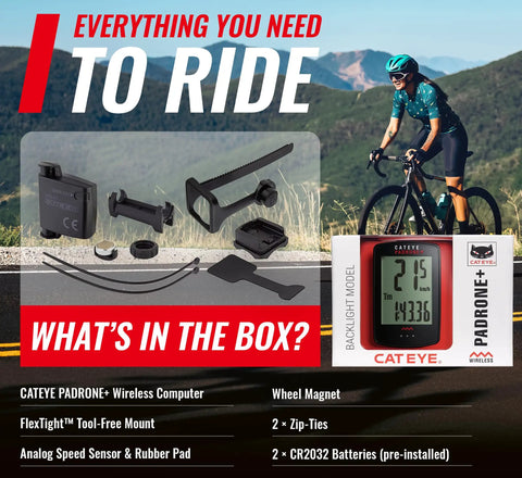 Oversized Backlit Bike Computer With Wireless Speed Tracking Auto Start Stop FlexTight Mount Night Mode And All Day Readouts.