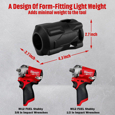 Protective Boot for M12 FUEL Stubby Impact Driver and Three Eighths Inch and One Half Inch Stubby Wrenches Built Tough Easy On Off