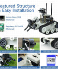 DIY Programmable ROS Tank Robot Kit With AI Camera For Jetson Nano B01 Recognition Tracking OpenCV And MediaPipe Vision Transbot SE Without Nano Starter chassis, aluminum alloy