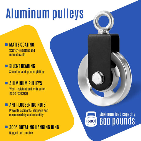 Upgraded 90mm Aluminum Pulley Wheel For Your Home Gym Setup Boss Grade Heavy Duty With 600 Lbs Max Load featuring matte coating