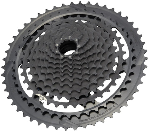 Helix Plus 12 Speed Cassette 9 To 50 Tooth For SRAM Shimano And TRP Drivetrains A Two Piece Design With Replaceable Aluminum Cogs Lightweight Tough Upgrade For Mountain Bikes, black 12-speed cassette