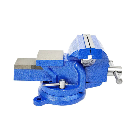 Heavy Duty 5 Inch Bench Vise With 360 Degree Swivel Locking Base Desktop Clamp, Replaceable Hardened Jaws, Cast Steel Frame