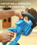 Hands operating Cordless Hedge Trimmer With 22 Inch Dual Action Blades 20V 4Ah Battery Included Fast Charger And Safety Goggles