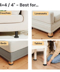 Heavy Duty No Slip Furniture Feet Pads For Wood Floors And Carpet, 4x4 Inch Round Caster Cups in use on sofa couches and bed