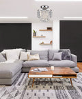Mini Chrome Crystal Chandelier For Modern Pads, Semi Flush Mount Round Ceiling Light Fixture in stylish living room setup