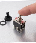 Four Pack Toggle Rocker Switches With Pin Position For Electrical Control Buttons, Heavy Duty Switches For Industrial Equipment, Circuit Assembly And Home Power Switching, Easy Wiring, Durable And Reliable Performance. Metal toggle switch with finger and black cap
