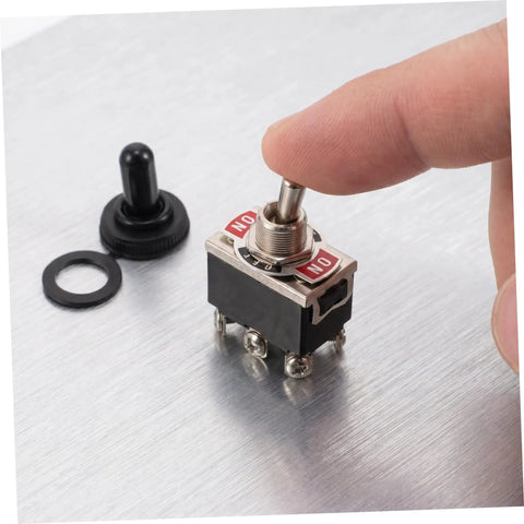 Four Pack Toggle Rocker Switches With Pin Position For Electrical Control Buttons, Heavy Duty Switches For Industrial Equipment, Circuit Assembly And Home Power Switching, Easy Wiring, Durable And Reliable Performance. Metal toggle switch with finger and black cap