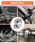 1.75 Inch V Band Clamp With Flange Kit Stainless Steel 304 for turbo downpipes and exhaust systems, shown in use