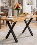 Dining room with Rock Solid Heavy Duty 28 Inch Metal Dining Table Legs Set Of 4 With Adjustable Feet And X Frame for DIY tables.