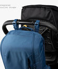 Dad Friendly Diaper Bag Backpack With Dual Compartments And Removable Cooler attached to stroller
