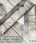 Textured close-up of rustic barn door style kitchen curtains 2 panels 26 by 36 inch linen fabric with vertical stitching details.