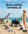Heavy Duty Beach Wagon With Big Wheels For Sand Go-To Collapsible Utility Cart on a beach with 9 inch terrain tires