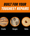 All Purpose Wood Filler Natural Color 6 Ounce Tube Pack Of 1 image showing repair of cracks, gouges, holes in wood