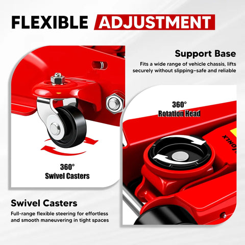 Beefed Up 2.5 Ton Floor Jack With Low Profile Design, 5500 Lbs Capacity, Single Piston Pump, Heavy Duty Steel Hydraulic Jack For Cars Sedans Pickups MPVs, Lifting Range 3.4 To 15.2 Inches, Durable Powder Coated Steel, 360° swivel casters