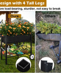 Raised Garden Bed On Wheels With Legs 31 Inch Elevated Outdoor Planter Cart For Vegetables Flowers Tomatoes Herbs Ergonomic Design Movable Garden Bed With Heavy Duty Handle Black shown with flowers and lower shelf.