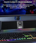 Bluetooth Computer Speakers Soundbar With Digital Clock Display, USB Plug And Play, shown under monitor with LED lights