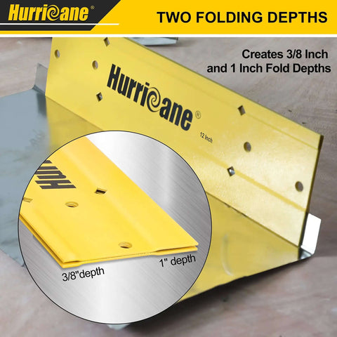 12 Inch Folding Sheet Metal Tool For HVAC Duct Bending And Forming, Dual Depth Capacity At Three Eighths Inch And One Inch