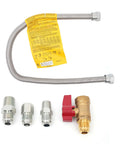 Stainless Steel 22 Inch Flexible Gas Line With Brass Ball Valve And Coupling Kit For Wall Heaters And Fireplaces, One Half Inch Flare