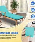 Teal Yard-Ready Two-Piece Outdoor Chaise Lounge Cushions Set With 3-Layer Waterproof Removable Covers And Ties on patio chair