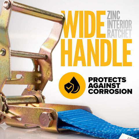 Heavy Duty 2 Inch E Track Straps 20 Foot Long 10 Pack 4400 Pound Break Strength 1467 Pound Working Load Blue Polyester Tie