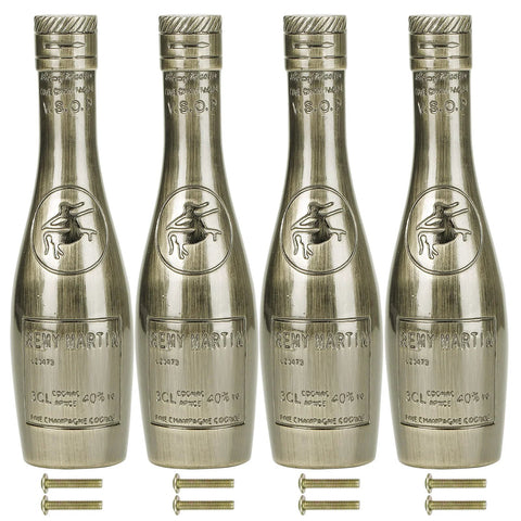 Wine Bottle Shaped Cabinet Drawer Knobs 4-Piece Set Made From Zinc Alloy Vintage Retro Style Blue Ancient Finish Perfect for Kitchen Cabinets Cupboards and Drawers Durable Hardware for Homes