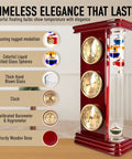 Dope Analog Weather Station With Galileo Thermometer Barometer Hygrometer And Quartz Clock on wooden base, indoor use